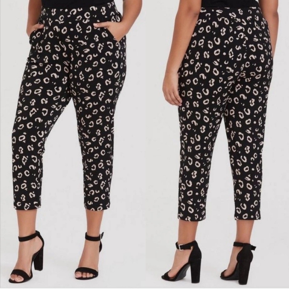 Torrid Studio Knit Tapered Pull On Pants - Black Leopard Print 